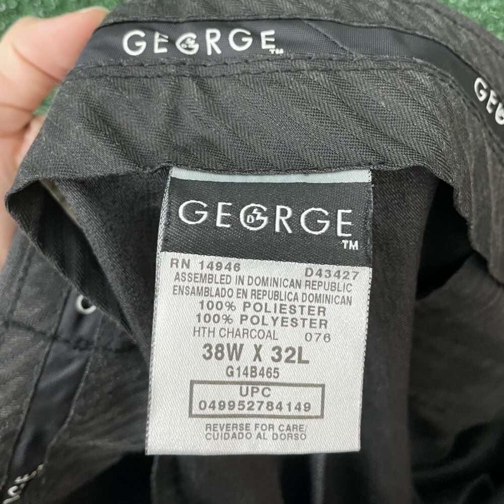 George Dress Pants 38W x 32L Dark Gray Pleated Cuffed Formal Men's - Picture 12 of 13